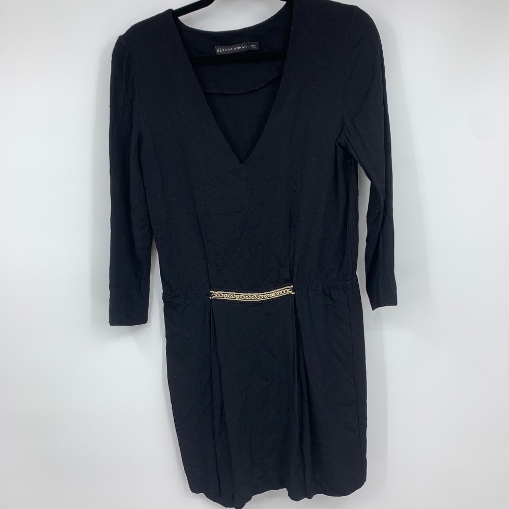 Zara women medium dress fit and flare chain‎ detail